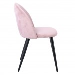 BELLA Καρέκλα Τραπεζαρίας Μέταλλο Βαφή Μαύρο Ύφασμα Velure Απόχρωση Dirty Pink SET 4τμχ c424363