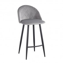 BELLA Σκαμπό BAR με Πλάτη Μέταλλο Βαφή Μαύρο Ύφασμα Velure Απόχρωση Γκρι SET 4τμχ c424367