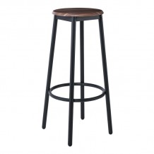 MAYER Σκαμπό BAR Μέταλλο Βαφή Ανθρακί Κάθισμα Απόχρωση Καρυδί SET 4τμχ c424381