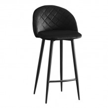 BELLA Σκαμπό BAR με Πλάτη Μέταλλο Βαφή Μαύρο Ύφασμα Velure Απόχρωση Μαύρο SET 4τμχ c424383