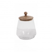 LYRE ΔΟΧΕΙΟ ΑΠΟΘΗΚΕΥΣΗΣ ΜΕ ΚΑΠΑΚΙ ΓΥΑΛΙ ΞΥΛΟ ΦΥΣΙΚΟ ΔΙΑΦΑΝΟ D14xH20cm c424930