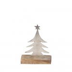 XMAS FELICITY ΔΕΝΤΡΟ ΑΛΟΥΜΙΝΙΟ ΞΥΛΟ MANGO ΑΣΗΜΙ ΦΥΣΙΚΟ 13x5xH18cm c424955