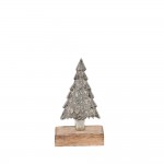 XMAS WINT ΔΕΝΤΡΟ ΑΛΟΥΜΙΝΙΟ ΞΥΛΟ MANGO ΑΣΗΜΙ ΦΥΣΙΚΟ 11x5xH13 5cm c424959