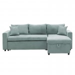 Γωνιακός καναπές κρεβάτι αναστρέψιμος Lilian pakoworld ύφασμα πράσινο μέντας 225x148x81εκ c425098