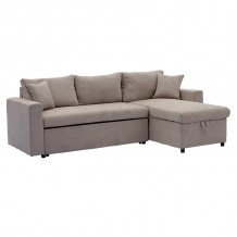 Γωνιακός καναπές κρεβάτι αναστρέψιμος Lilian pakoworld ύφασμα μπεζ 225x148x81εκ c425099