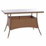 ΤΡΑΠΕΖΙ ΜΕΤΑΛΛΙΚΟ MILITARY RATTAN ΜΠΕΖ ΚΑΦΕ HM5141 32 120x70x75Υ εκ c425140
