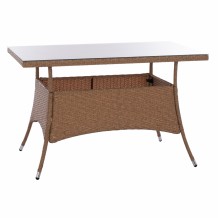 ΤΡΑΠΕΖΙ ΜΕΤΑΛΛΙΚΟ MILITARY RATTAN ΜΠΕΖ ΚΑΦΕ HM5141 32 120x70x75Υ εκ c425140