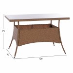 ΤΡΑΠΕΖΙ ΜΕΤΑΛΛΙΚΟ MILITARY RATTAN ΜΠΕΖ ΚΑΦΕ HM5141 32 120x70x75Υ εκ c425140
