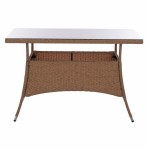 ΤΡΑΠΕΖΙ ΜΕΤΑΛΛΙΚΟ MILITARY RATTAN ΜΠΕΖ ΚΑΦΕ HM5141 32 120x70x75Υ εκ c425140