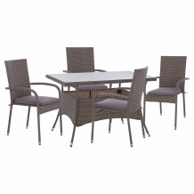 ΣΕΤ ΤΡΑΠΕΖΑΡΙΑΣ 5ΤΜΧ ΤΡΑΠ 120X70 ΠΟΛΥΘΡΟΝΕΣ WICKER RATTAN ΓΚΡΙ HM11711 31 c425141