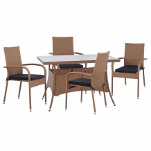 ΣΕΤ ΤΡΑΠΕΖΑΡΙΑΣ 5ΤΜΧ ΤΡΑΠ 120Χ70 ΠΟΛΥΘΡΟΝΕΣ WICKER RATTAN ΜΠΕΖ ΚΑΦΕ HM11711 32 c425142