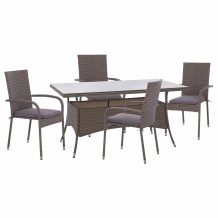 ΣΕΤ ΤΡΑΠΕΖΑΡΙΑΣ 5ΤΜΧ ΤΡΑΠ 150Χ90 ΠΟΛΥΘΡΟΝΕΣ WICKER RATTAN ΓΚΡΙ HM11713 01 c425143