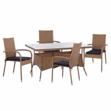 ΣΕΤ ΤΡΑΠΕΖΑΡΙΑΣ 5ΤΜΧ ΤΡΑΠ 150Χ90 ΠΟΛΥΘΡΟΝΕΣ WICKER RATTAN ΜΠΕΖ ΚΑΦΕ HM11713 02 c425145