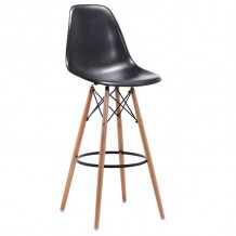 ART Wood Σκαμπό BAR με Πλάτη Πόδια Οξιά Φυσικό PP Μαύρο SET 4τμχ c425717