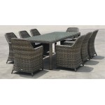 ESPERIA Set Τραπεζαρία Κήπου ALU Wicker Grey Brown Ανθρακί Τραπέζι 230x100 8 Πολυθρόνες c427325