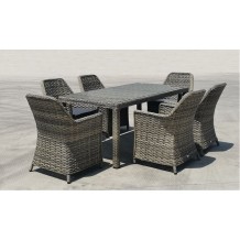 ESPERIA Set Τραπεζαρία Κήπου ALU Wicker Grey Brown Ανθρακί Τραπέζι 180x90 6 Πολυθρόνες c427327
