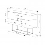 Μπουφές Roberta pakoworld καρυδί μαύρο μαρμάρου 145x40x82εκ c428181