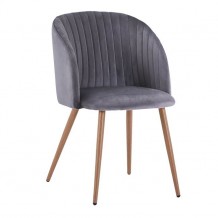 ΠΟΛΥΘΡΟΝΑΚΙ LEAH HM8543 01 ΜΕ ΒΕΛΟΥΔΟ ΓΚΡΙ ΚΑΙ ΜΕΤΑΛΛΙΚΑ ΠΟΔΙΑ 51x58x81Υ εκ SET 2τμχ c428956