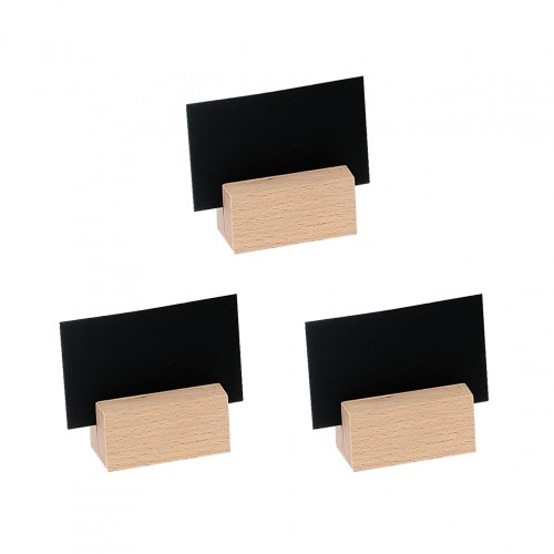 Σετ 3 κάρτες 2 όψεων, ματ μαύρες με ξύλινες βάσεις, 9x6cm c42943