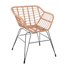 SALSA S Πολυθρόνα Κήπου Μέταλλο Βαφή Μαύρο Wicker Φυσικό χωρίς μαξιλάρι c430037