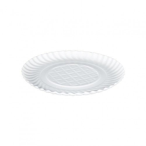 Χάρτινο πιάτο ρηχό στρογγυλό φ22cm λευκό Σετ 100 c430053