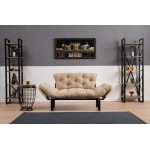 Anitta διθέσιος καναπές κρεβάτι κρεμ ύφασμα 155x85x73cm c430121