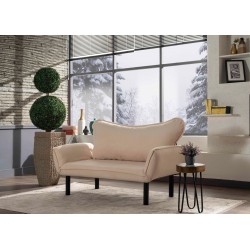 Parole διθέσιος καναπές κρεβάτι κρεμ ύφασμα 140x70x65cm c430123