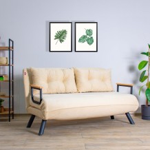 Comfort διθέσιος καναπές κρεβάτι κρεμ ύφασμα 133x78cm c430134