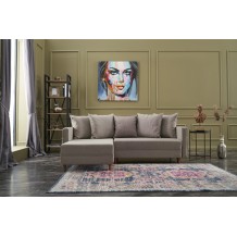 Angolo γωνιακός καναπές κρεμ ύφασμα 215x80x135cm c430154