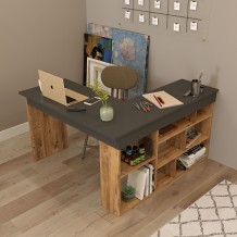 Γραφείο γωνιακό Scrivere Atlantic Pine μαύρο 129x120x72cm c430398 Γραφείο γωνιακό Scrivere Atlantic Pine μαύρο 129x120x72cm c430398