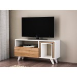Έπιπλο TV Calabria χρώμα καρυδί λευκό 90x29 5x51cm c430426