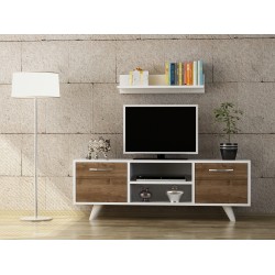 Έπιπλο TV Catania χρώμα καρυδί λευκό 120x25x41cm c430427