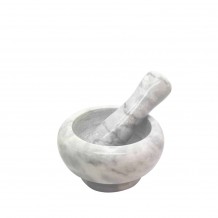 Γουδί με γουδοχέρι μαρμάρινο λευκό γκρι φ9xΥ5cm c430594