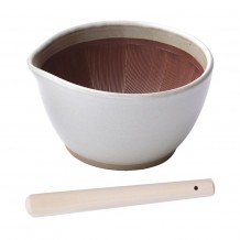 Γουδί SURIBACHI MOTOSHIGE 15 5x14 5xΥ8 5cm με γουδοχέρι SURIKOGI 24cm λευκό made in Japan c432731 Γουδί SURIBACHI MOTOSHIGE 15 5x14 5xΥ8 5cm με γουδοχέρι SURIKOGI 24cm λευκό made in Japan c432731