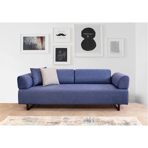 Siena τριθέσιος καναπές Ύφασμα μπλε 220x90x80cm c432802