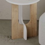Βοηθητικό τραπέζι Luna pakoworld λευκό-φυσικό Φ40x47 εκ c433410