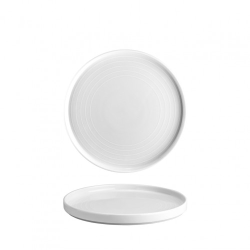 Πιάτο με κάθετο RIM πορσελάνης 22cm Σειρά VECTOR λευκό LUKANDA - Σετ 6 c433507