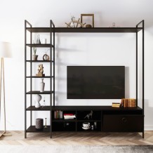 Έπιπλο TV Biblo μαύρο χρώμα μελαμίνη μέταλλο 180x40x180cm c433607 Έπιπλο TV Biblo μαύρο χρώμα μελαμίνη μέταλλο 180x40x180cm c433607