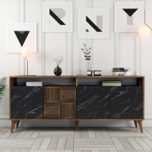 Μπουφέ Pavia καρυδί μαύρο χρώμα μελαμίνη 180x35x78 6cm c433633 Μπουφέ Pavia καρυδί μαύρο χρώμα μελαμίνη 180x35x78 6cm c433633