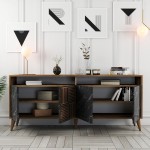 Μπουφέ Pavia καρυδί μαύρο χρώμα μελαμίνη 180x35x78 6cm c433633