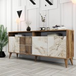 Μπουφέ Pavia καρυδί λευκό χρώμα μελαμίνη 180x35x78 6cm c433634