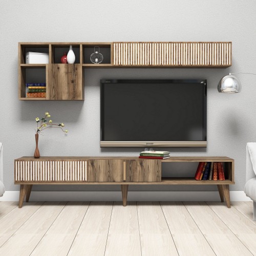 Σύνθεση tv Pavia καρυδί χρώμα μελαμίνη 180x35x40cm c433638