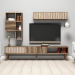 Σύνθεση tv Pavia καρυδί χρώμα μελαμίνη 180x35x40cm c433638