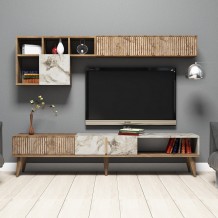 Σύνθεση tv Pavia καρυδί λευκό χρώμα μελαμίνη 180x35x40cm c433640 Σύνθεση tv Pavia καρυδί λευκό χρώμα μελαμίνη 180x35x40cm c433640
