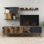 Σύνθεση tv Pavia καρυδί ανθρακί χρώμα μελαμίνη 180x33 8x48 6cm c433644