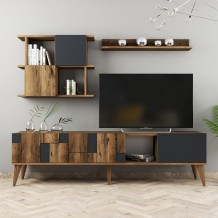 Σύνθεση tv Pavia καρυδί ανθρακί χρώμα μελαμίνη 180x33 8x48 6cm c433644 Σύνθεση tv Pavia καρυδί ανθρακί χρώμα μελαμίνη 180x33 8x48 6cm c433644