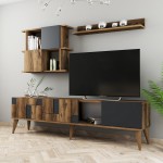 Σύνθεση tv Pavia καρυδί ανθρακί χρώμα μελαμίνη 180x33 8x48 6cm c433644