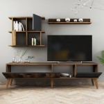 Σύνθεση tv Pavia καρυδί ανθρακί χρώμα μελαμίνη 180x33 8x48 6cm c433644