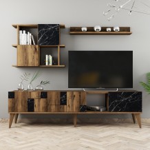 Σύνθεση tv Pavia καρυδί μαύρο χρώμα μελαμίνη 180x33 8x48 6cm c433645 Σύνθεση tv Pavia καρυδί μαύρο χρώμα μελαμίνη 180x33 8x48 6cm c433645