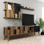 Σύνθεση tv Pavia καρυδί μαύρο χρώμα μελαμίνη 180x33 8x48 6cm c433645